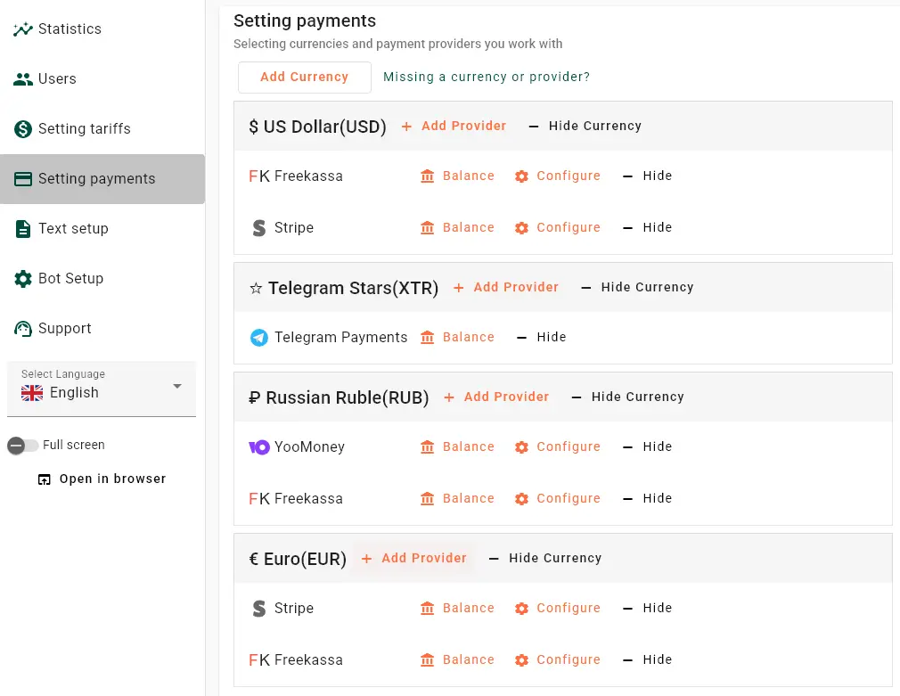 Payment Setup